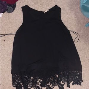 mystree black sheer lace tank top